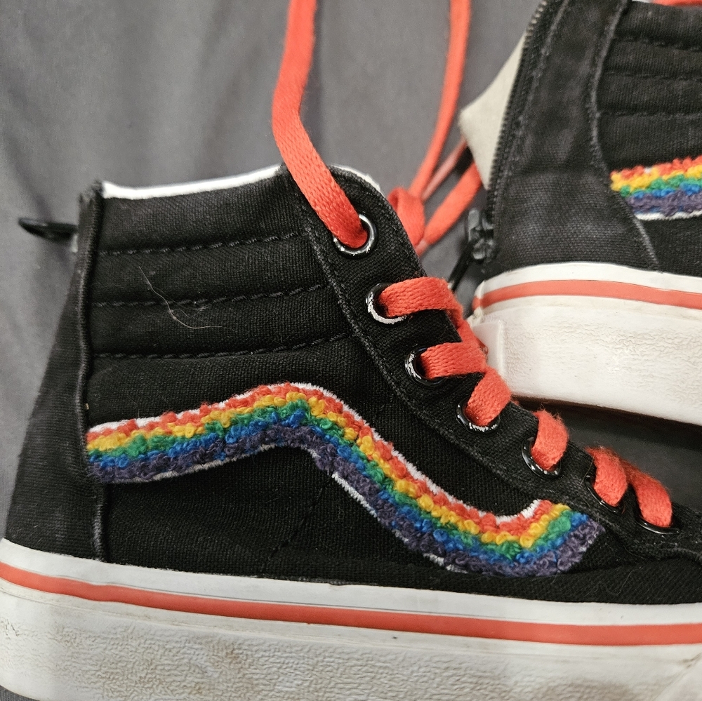 Vans Black High-Top Sneakers with Rainbow Detail